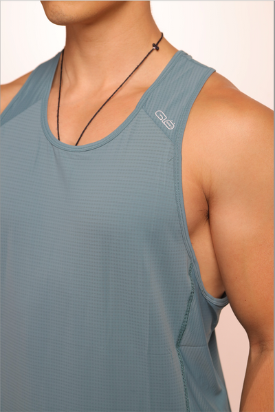 Criss Cut Tank Top - Teal Blue