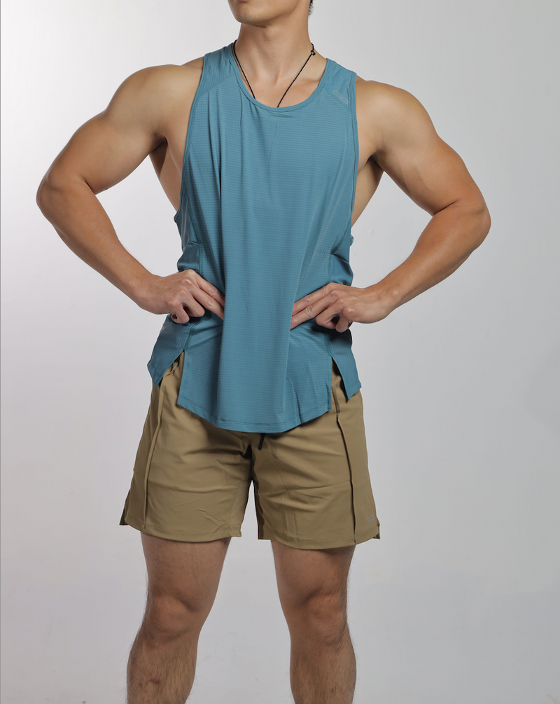 Criss Cut Tank Top - Teal Blue