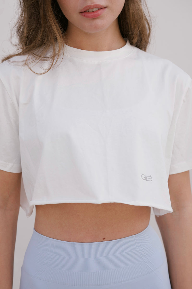 Oversized Cropped Tee in White