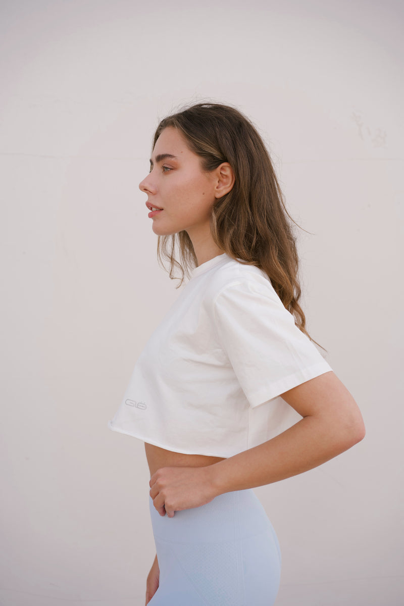 Oversized Cropped Tee in White