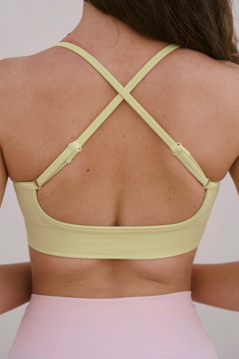 Glö Cross Back Sports Bra - Lemon Yellow