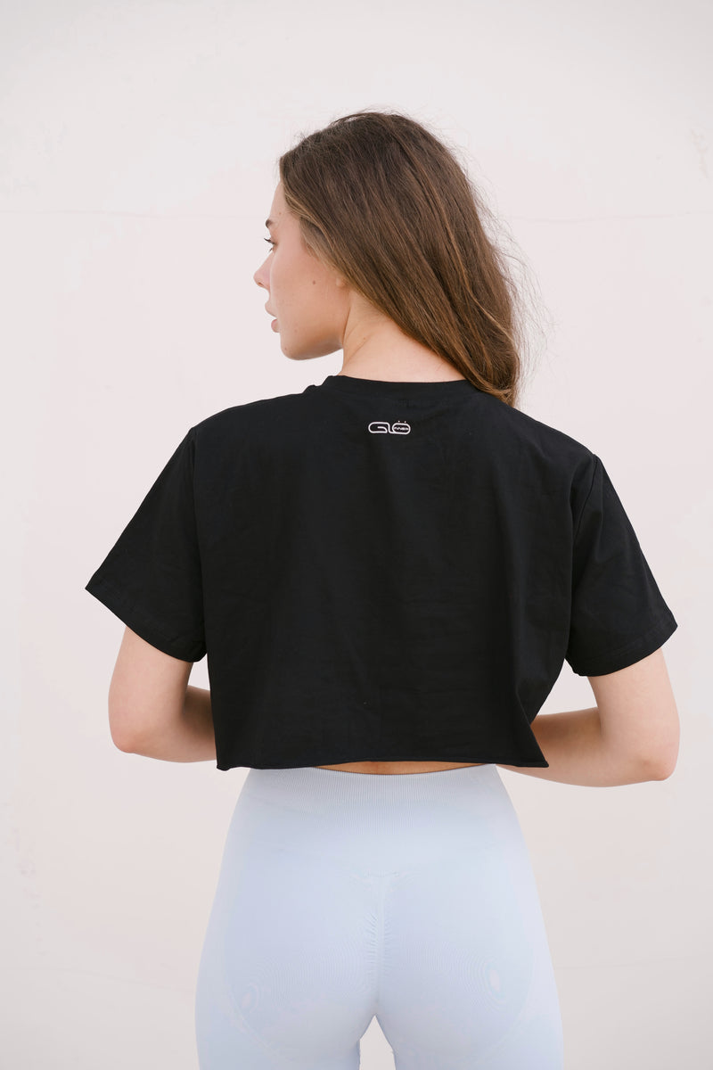 Oversized Cropped Tee in Black