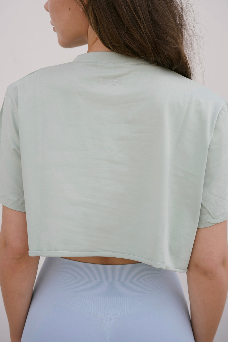 Oversized Cropped Tee in Mist Green