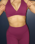 Criss Cross Sports Bra in Dark Plum