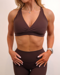 Criss Cross Sports Bra in Chocolate
