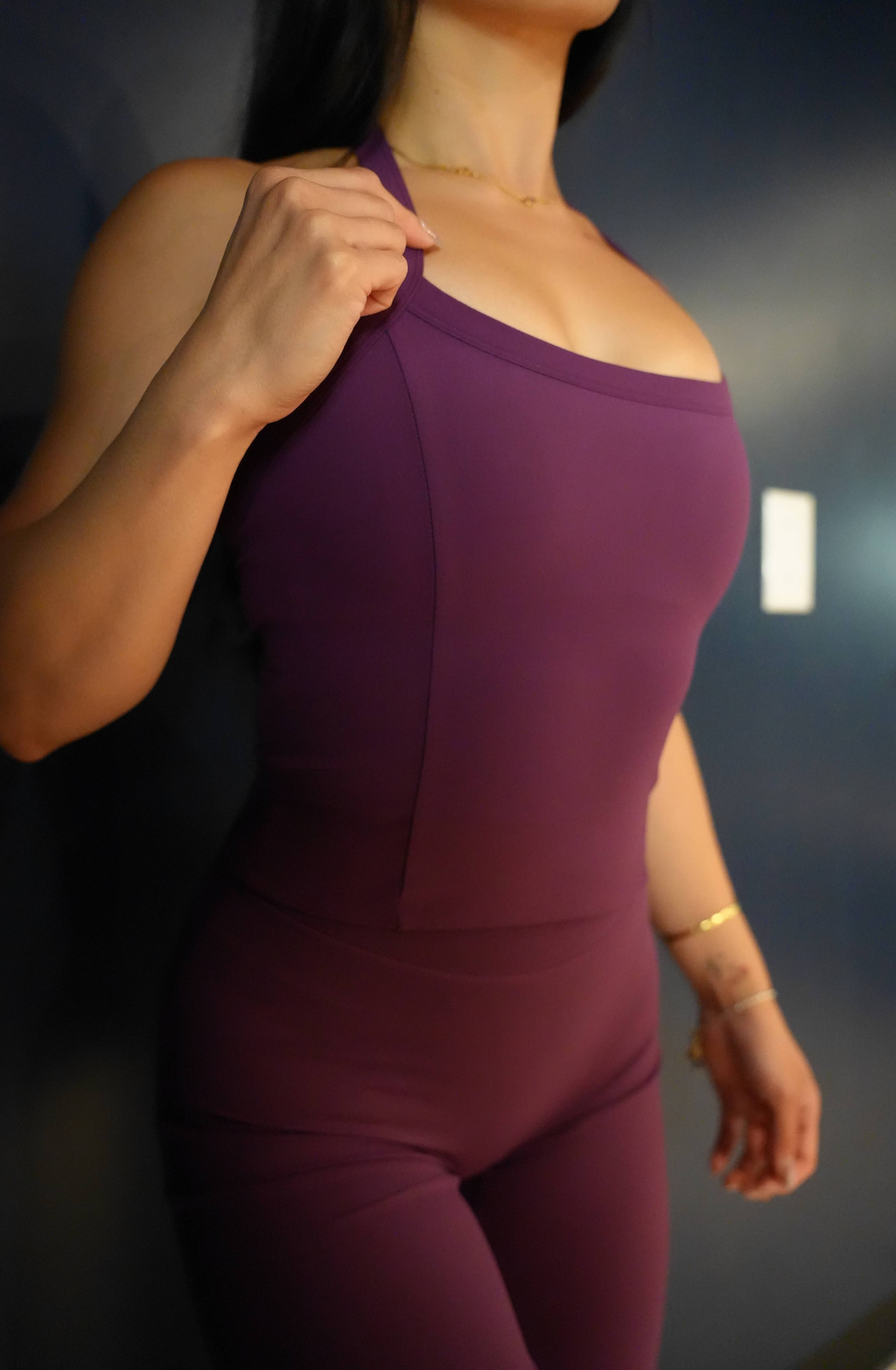 Cropped Halter in Eggplant