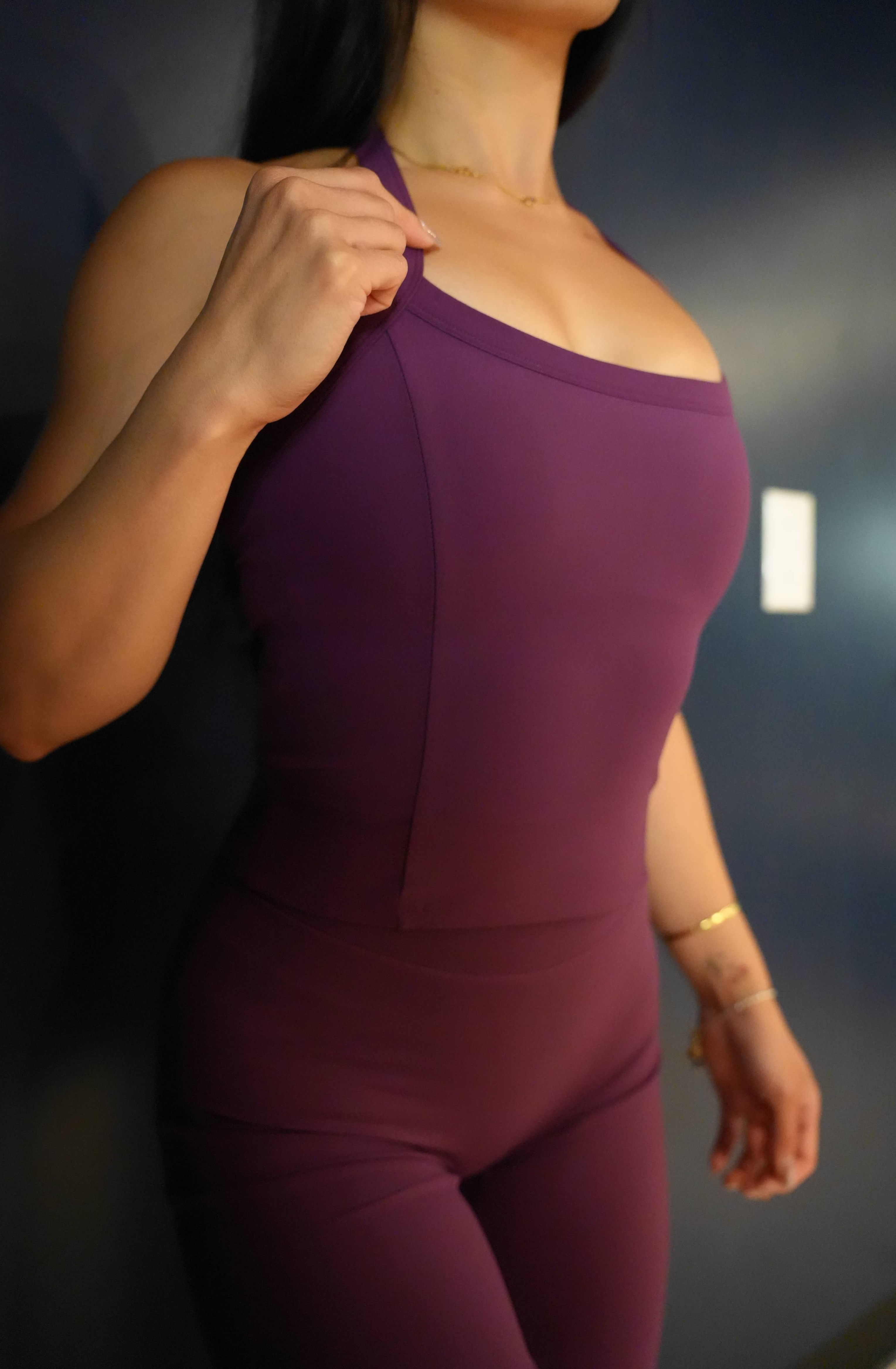 Cropped Halter in Eggplant