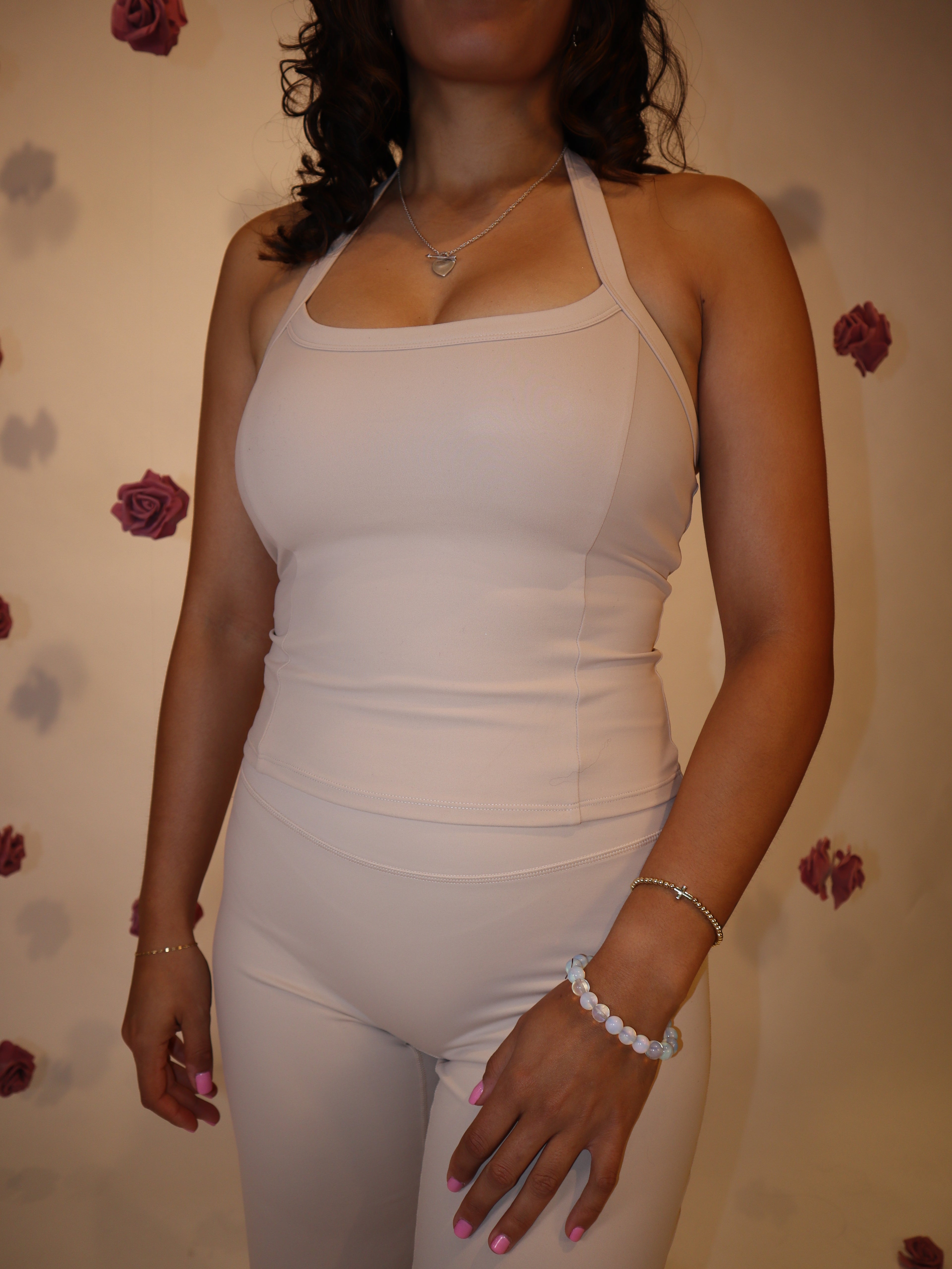 cropped halter in vanilla cream