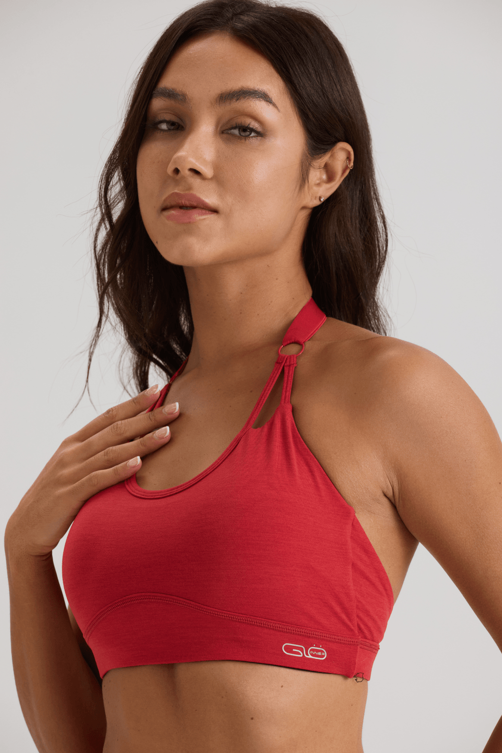 Aggressive Halter Sports Bra in Ruby Red - Inner Glö Apparel