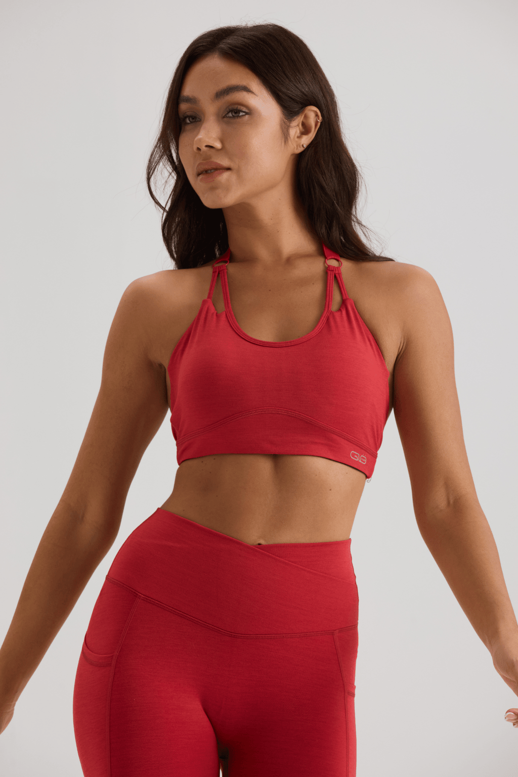 Aggressive Halter Sports Bra in Ruby Red - Inner Glö Apparel