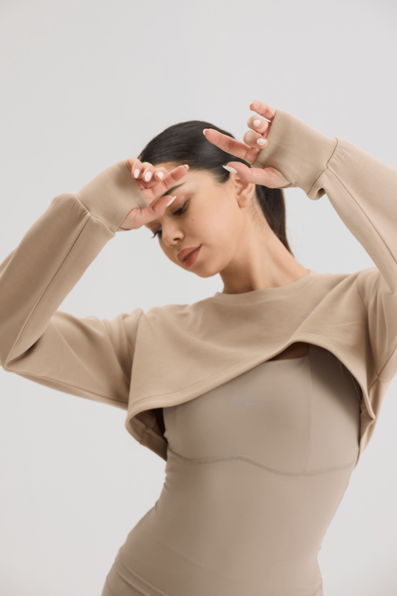Asymmetric Cropped Cover in Lite Soft Sand - Inner Glö Apparel
