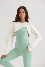 Asymmetric Cropped Cover in Soft White - Inner Glö Apparel