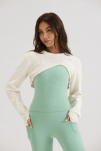 Asymmetric Cropped Cover in Soft White - Inner Glö Apparel