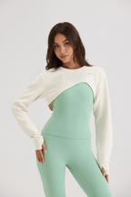 Asymmetric Cropped Cover in Soft White - Inner Glö Apparel