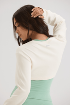 Asymmetric Cropped Cover in Soft White - Inner Glö Apparel
