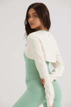 Asymmetric Cropped Cover in Soft White - Inner Glö Apparel