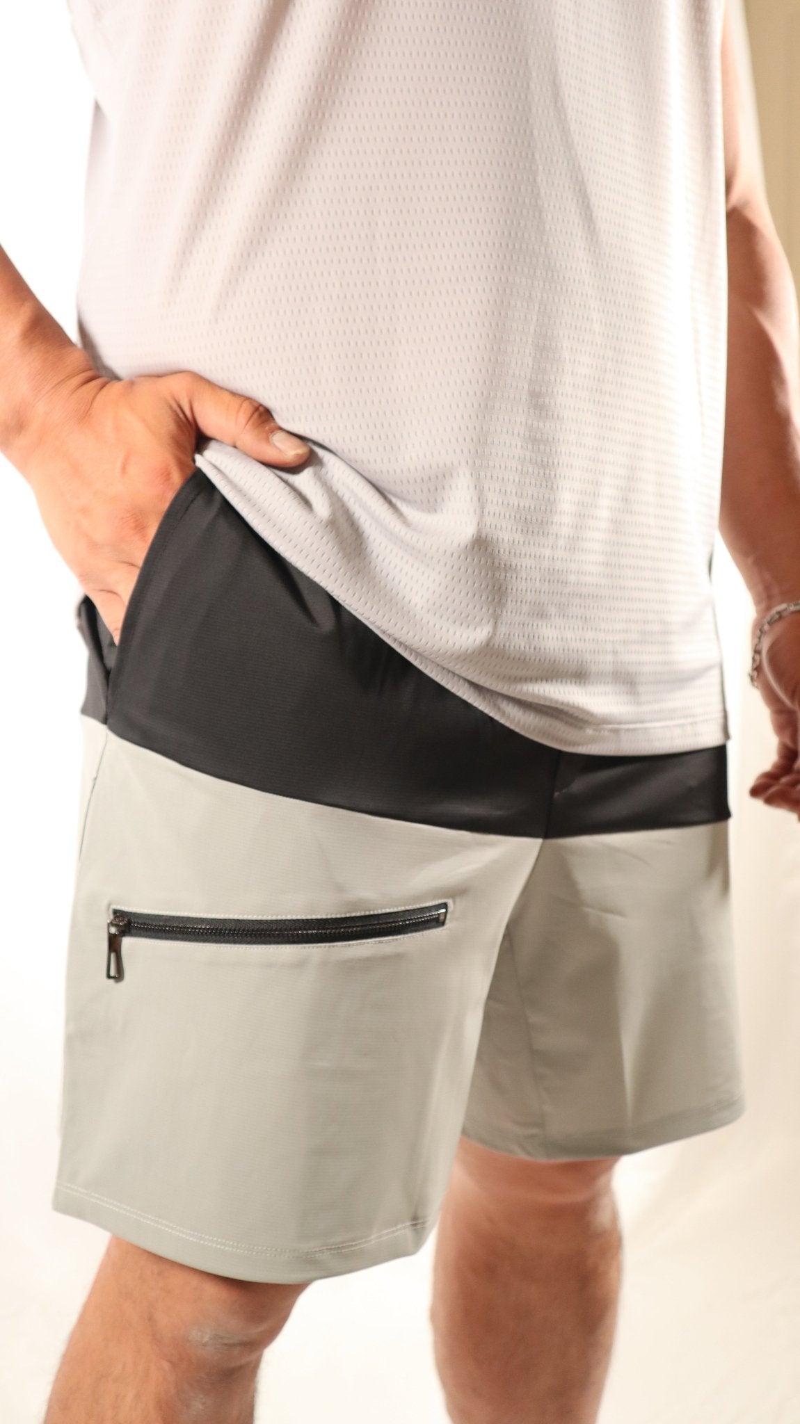 Bi - color Shorts in Black and Grey - Inner Glö Apparel