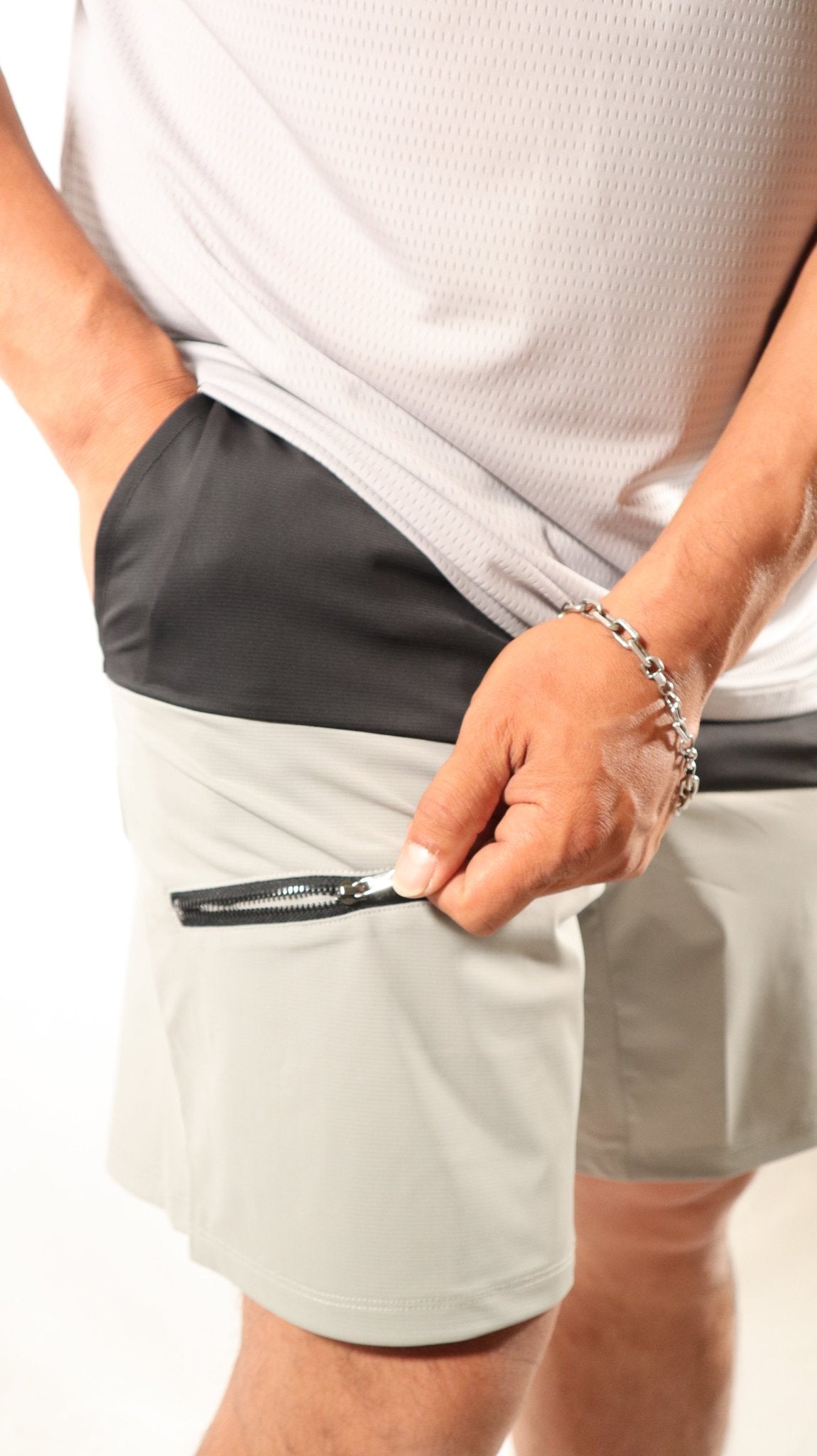 Bi - color Shorts in Black and Grey - Inner Glö Apparel