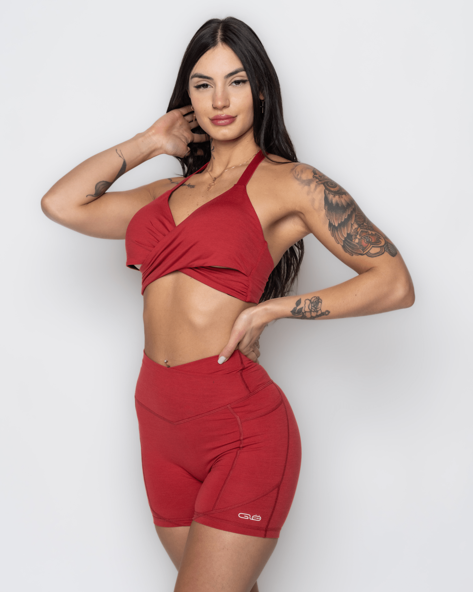 Bliss Cross 2 - way Sports Bra in Ruby Red - Inner Glö Apparel