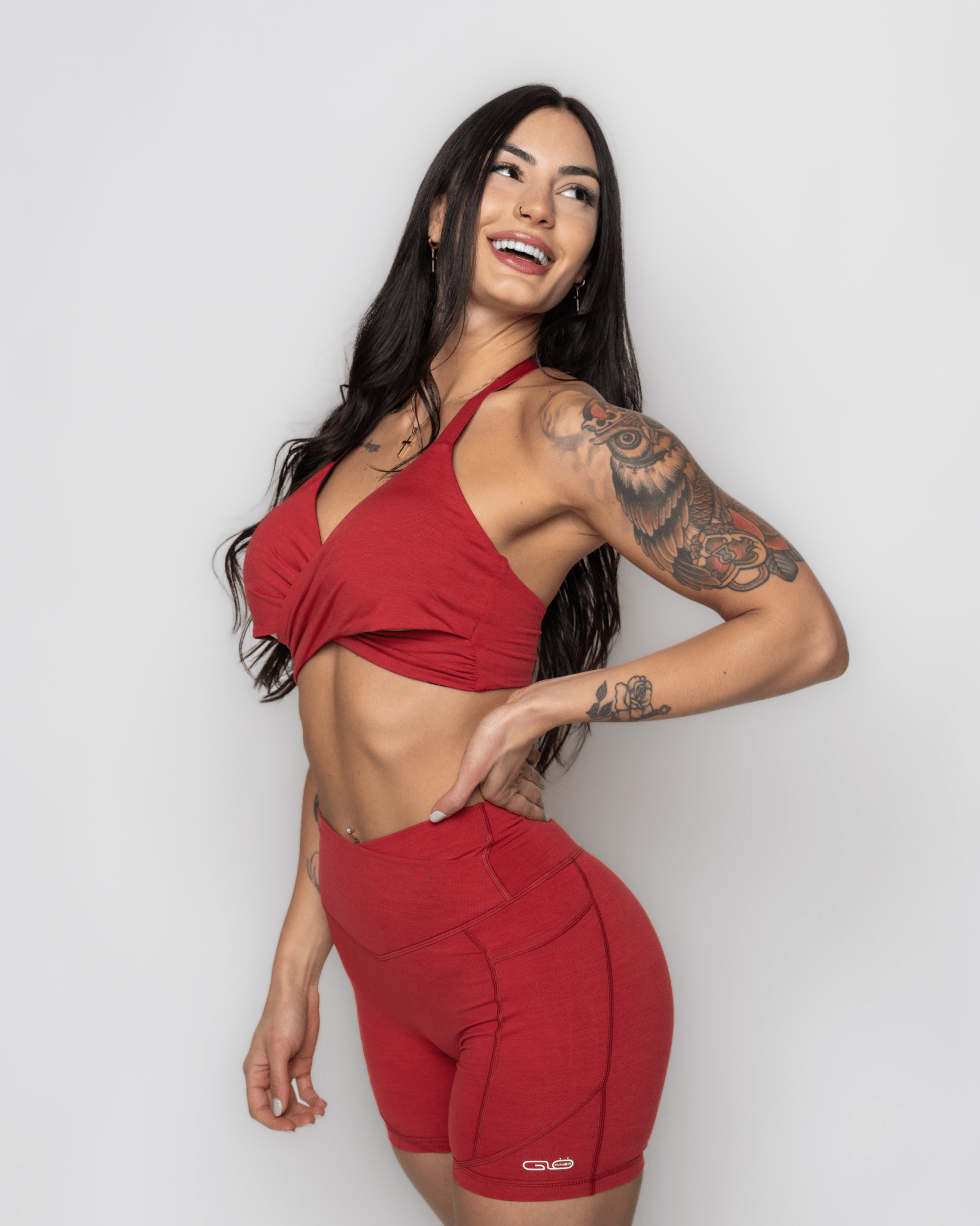 Bliss Cross 2 - way Sports Bra in Ruby Red - Inner Glö Apparel