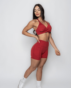 Bliss Cross 2 - way Sports Bra in Ruby Red - Inner Glö Apparel