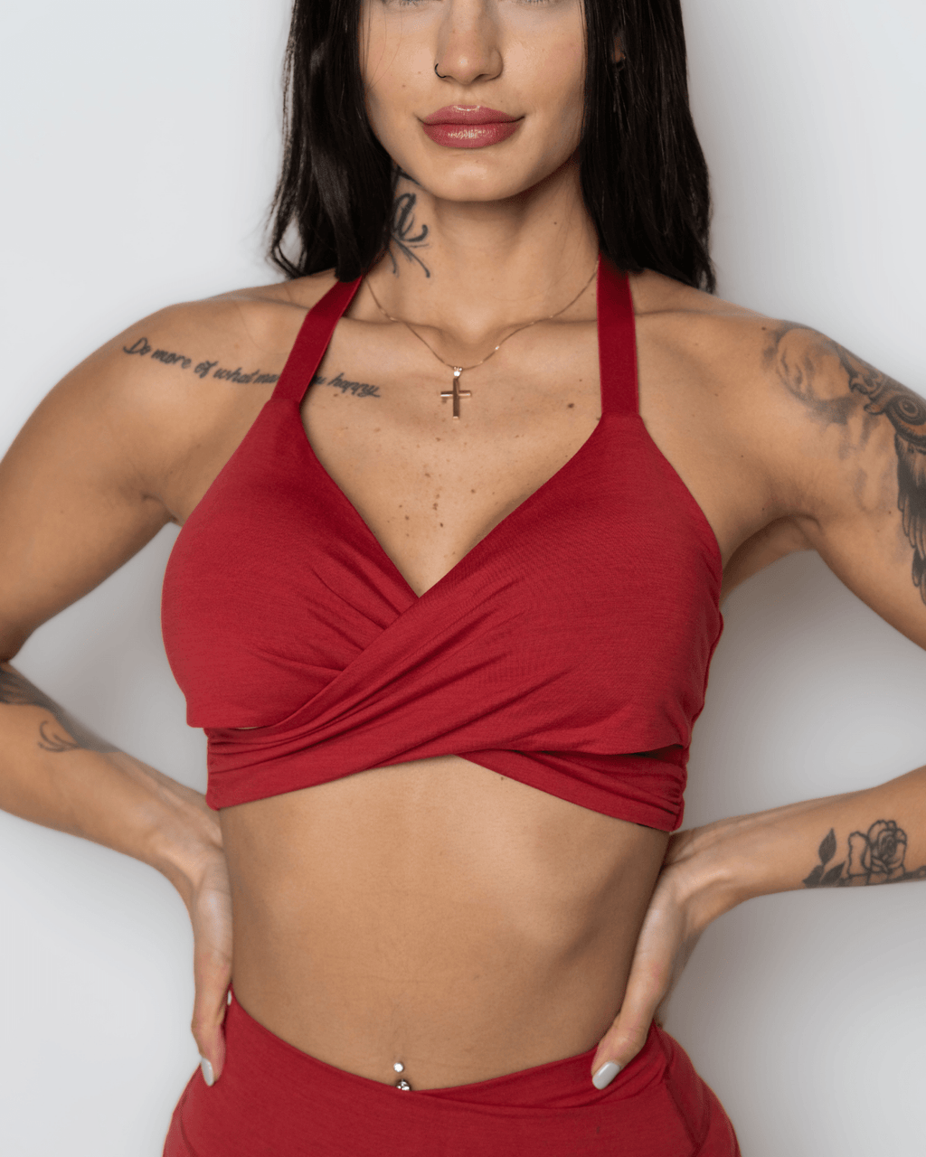 Bliss Cross 2 - way Sports Bra in Ruby Red - Inner Glö Apparel