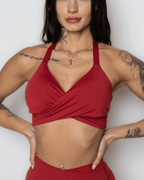 Bliss Cross 2 - way Sports Bra in Ruby Red - Inner Glö Apparel