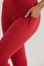 Bliss Cross Contour Legging in Ruby Red - Inner Glö Apparel