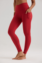 Bliss Cross Contour Legging in Ruby Red - Inner Glö Apparel