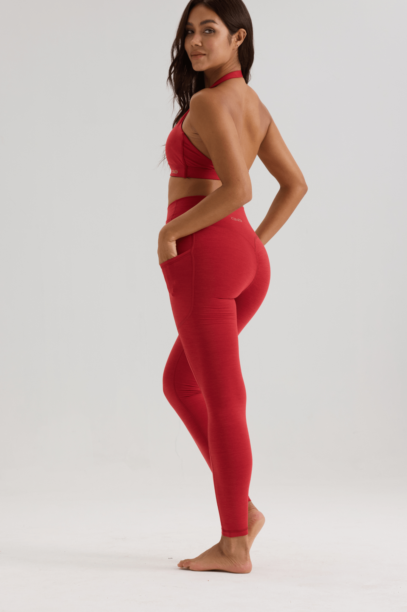 Bliss Cross Contour Legging in Ruby Red - Inner Glö Apparel
