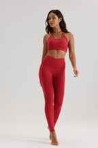 Bliss Cross Contour Legging in Ruby Red - Inner Glö Apparel