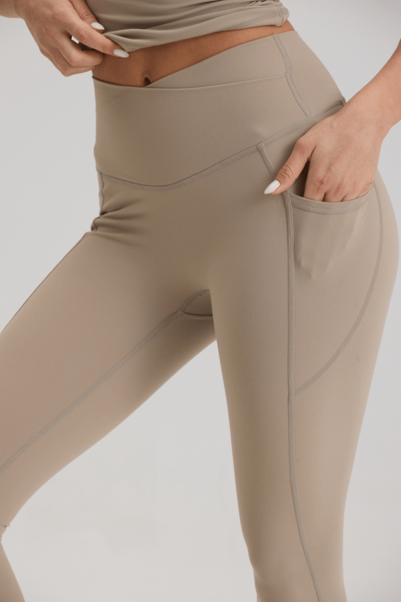 Bliss Cross Contour Legging in Soft Sand - Inner Glö Apparel