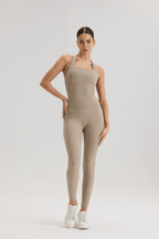 Bliss Cross Contour Legging in Soft Sand - Inner Glö Apparel