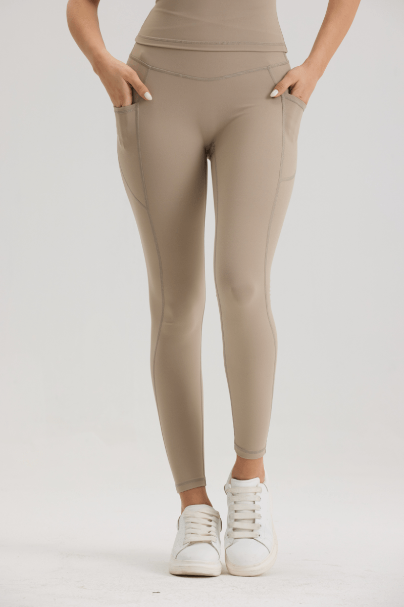 Bliss Cross Contour Legging in Soft Sand - Inner Glö Apparel