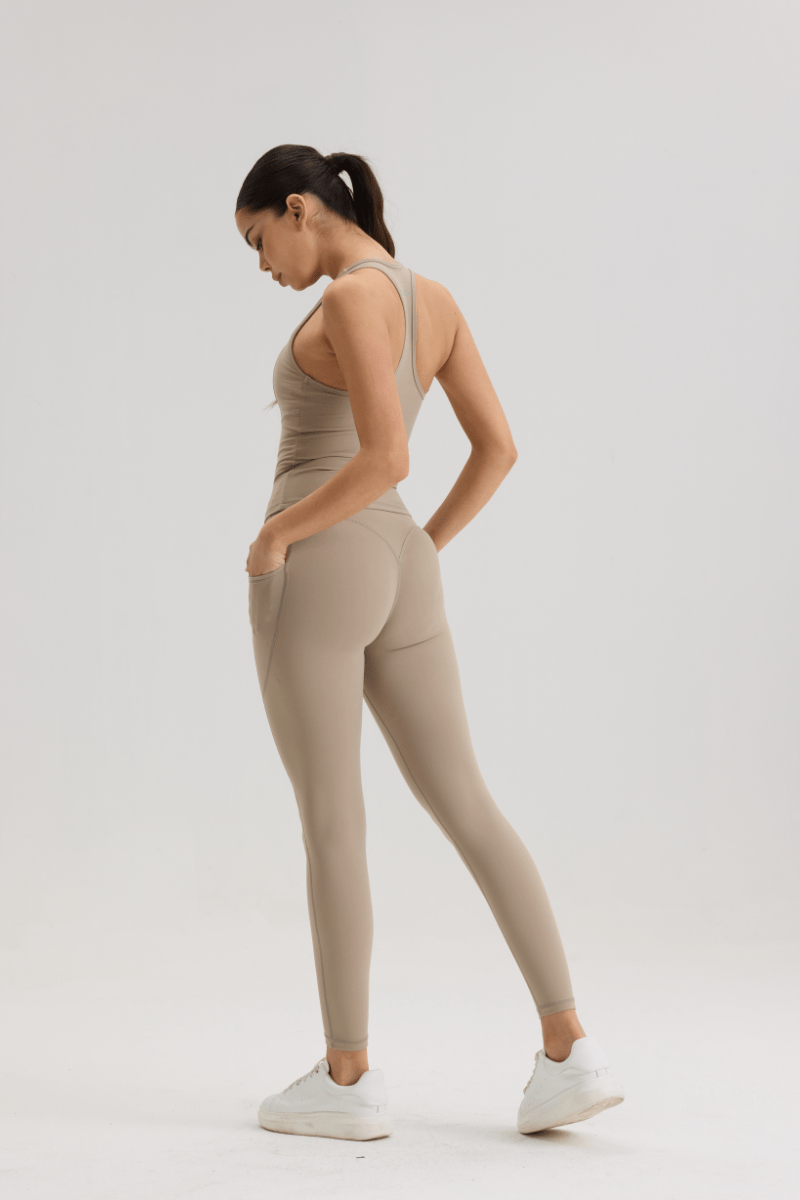 Bliss Cross Contour Legging in Soft Sand - Inner Glö Apparel
