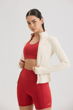 Bliss Cross Invisible Scrunch Shorts with Pockets in Ruby Red - Inner Glö Apparel