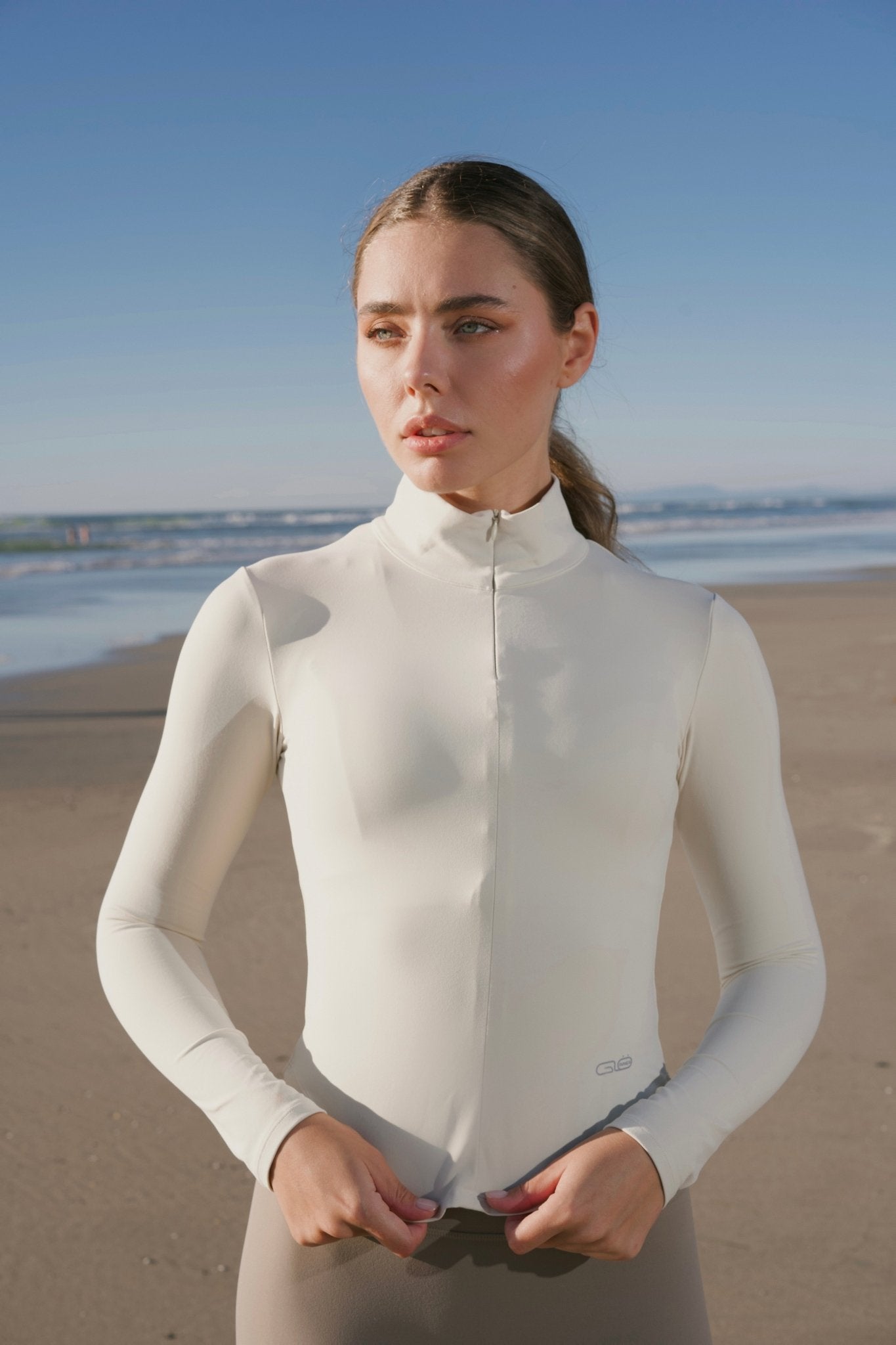 Breeze 1/4 Zip Long Sleeve in Warm White - Inner Glö Apparel