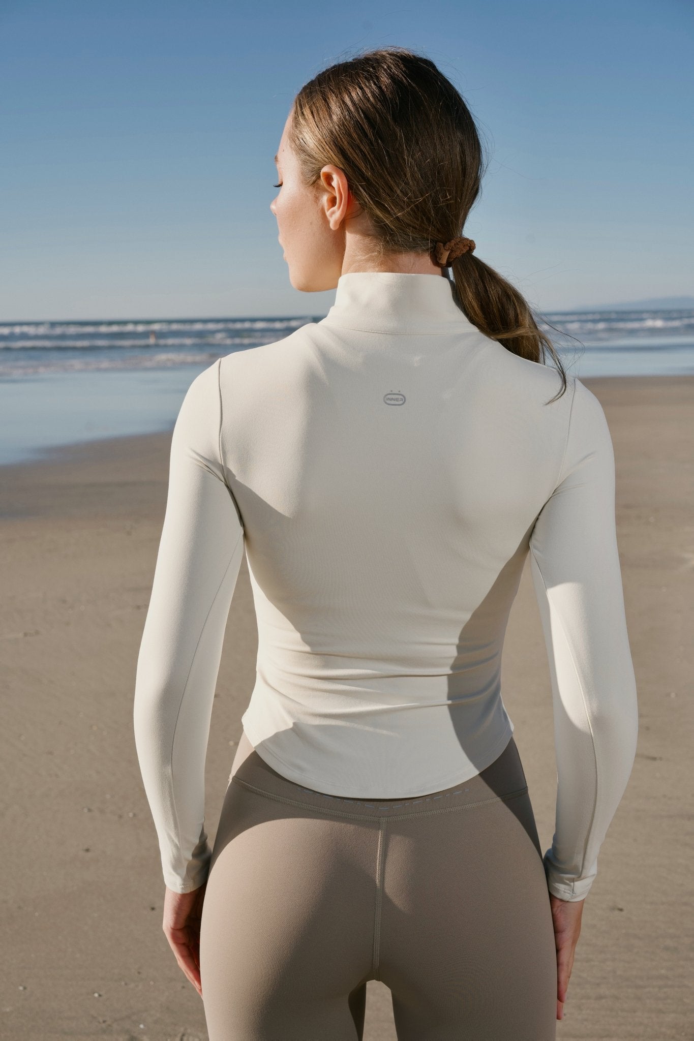 Breeze 1/4 Zip Long Sleeve in Warm White - Inner Glö Apparel