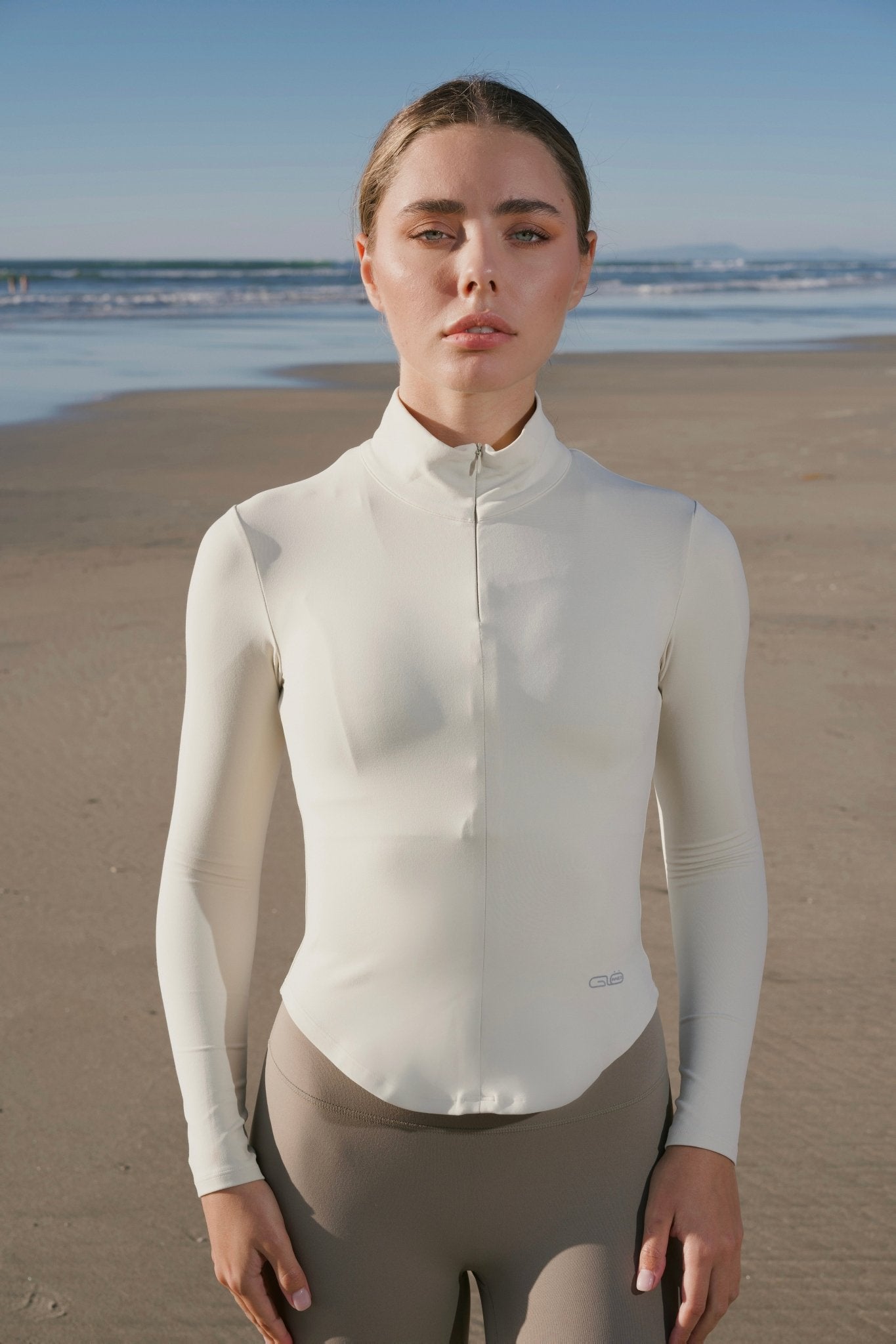 Breeze 1/4 Zip Long Sleeve in Warm White - Inner Glö Apparel