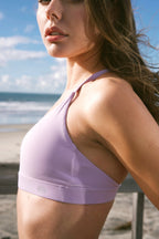 Breeze Backless Sports Bra in Floral Purple - Inner Glö Apparel