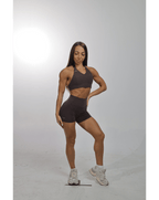 Butter V Halter Sports Bra in Coffee - Inner Glö Apparel