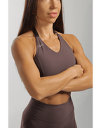 Butter V Halter Sports Bra in Coffee - Inner Glö Apparel
