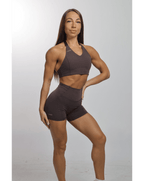 Butter V Halter Sports Bra in Coffee - Inner Glö Apparel