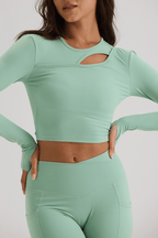 Cut Out Long Sleeve in Iced Matcha - Inner Glö Apparel