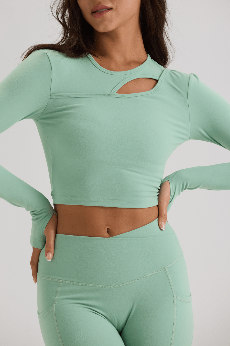 Cut Out Long Sleeve in Iced Matcha - Inner Glö Apparel