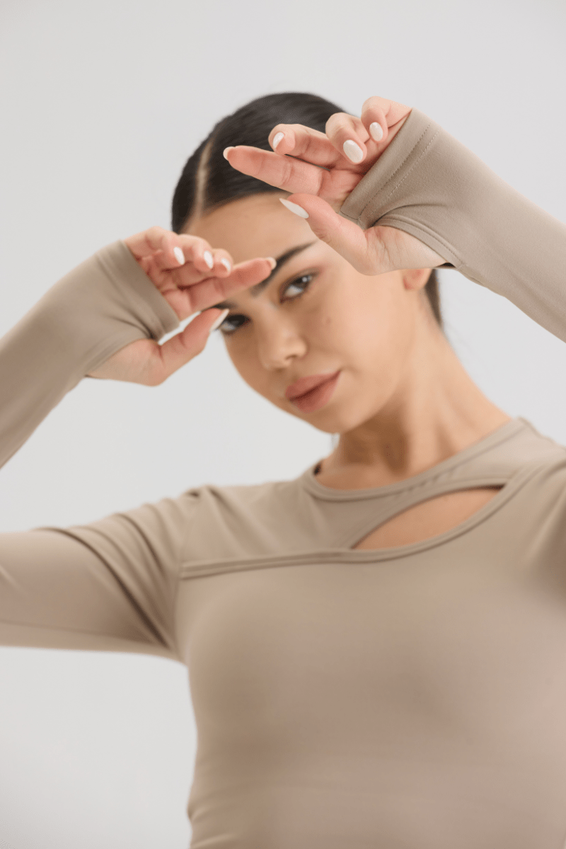 Cut Out Long Sleeve in Soft Sand - Inner Glö Apparel