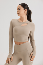 Cut Out Long Sleeve in Soft Sand - Inner Glö Apparel