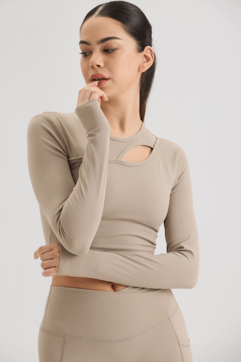 Cut Out Long Sleeve in Soft Sand - Inner Glö Apparel