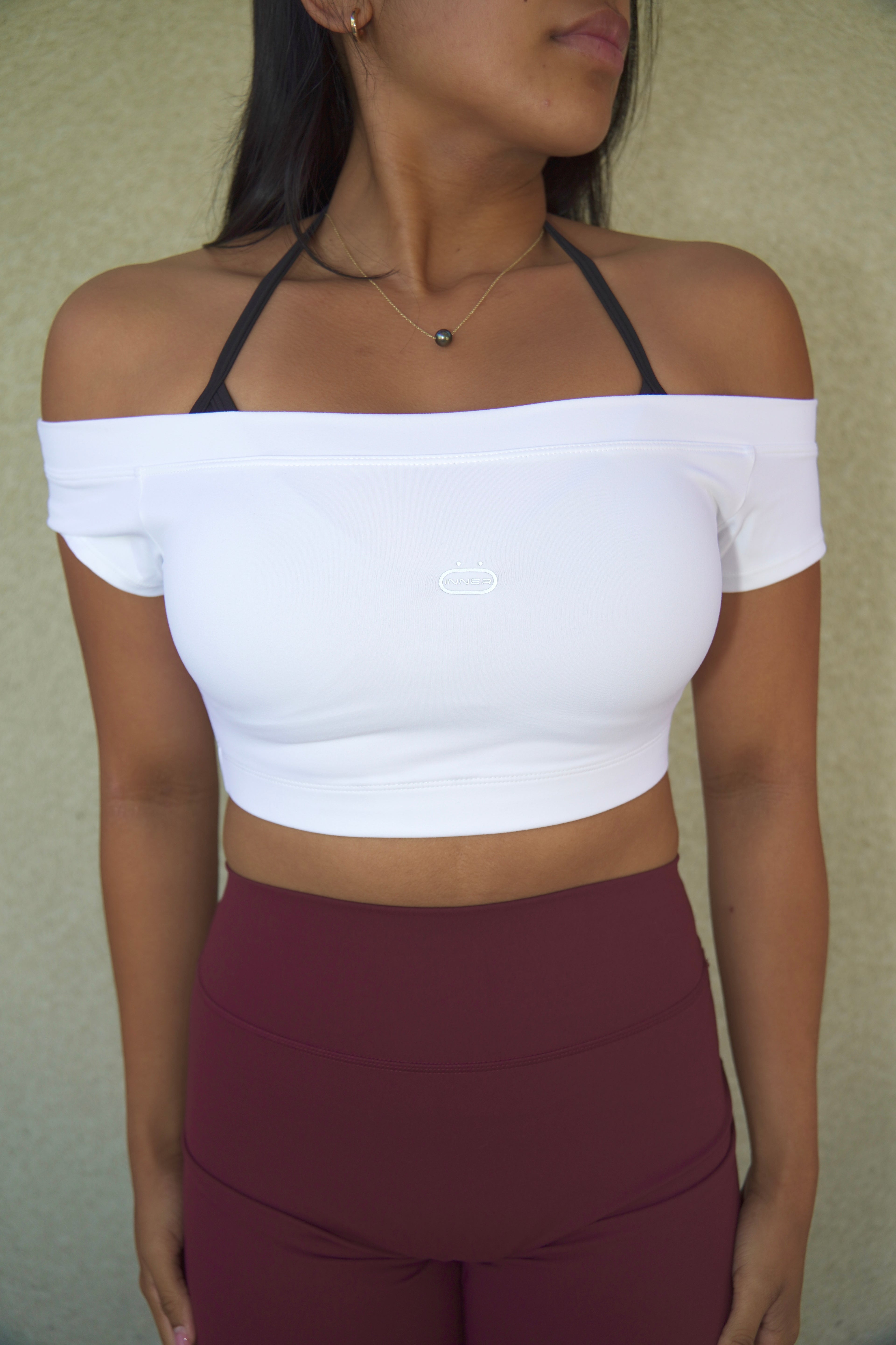 Short Sleeve Off Shoulder Crop in White