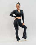 Glo Scrunch Flare Pants in Black - Inner Glö Apparel